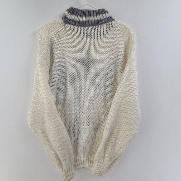 VTG FORUM Hand knitted sweater Cream Gray Mens Size Medium - Picture 5 of 8